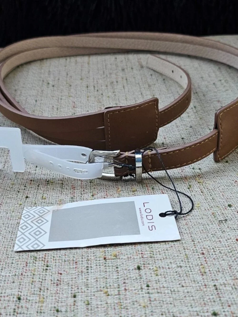 LODIS Belt Leather Brown 3 Strand Women Waistband Pin Buckle Size M/L NWT